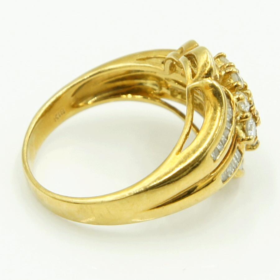 K18ダイヤモンドリング「フラワー」D1.00ct　リングサイズ13号　重量6.57ｇ(石の重量含む)（中古）