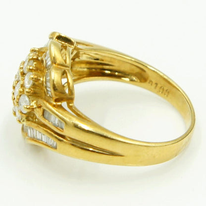 K18ダイヤモンドリング「フラワー」D1.00ct　リングサイズ13号　重量6.57ｇ(石の重量含む)（中古）