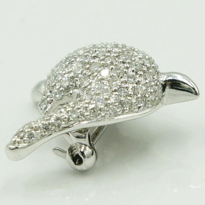 K18WGダイヤモンドブローチ　「ドルフィン」　D1.00ct　4.71ｇ（中古