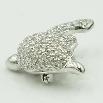 K18WGダイヤモンドブローチ　「ドルフィン」　D1.00ct　4.71ｇ（中古