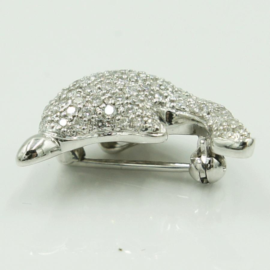 K18WGダイヤモンドブローチ　「ドルフィン」　D1.00ct　4.71ｇ（中古