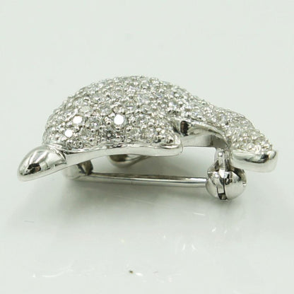 K18WGダイヤモンドブローチ　「ドルフィン」　D1.00ct　4.71ｇ（中古