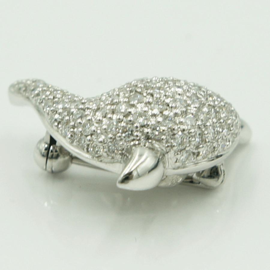 K18WGダイヤモンドブローチ　「ドルフィン」　D1.00ct　4.71ｇ（中古