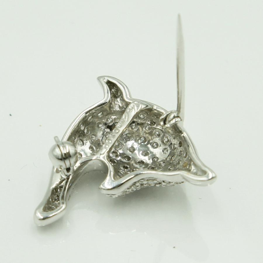 K18WGダイヤモンドブローチ　「ドルフィン」　D1.00ct　4.71ｇ（中古