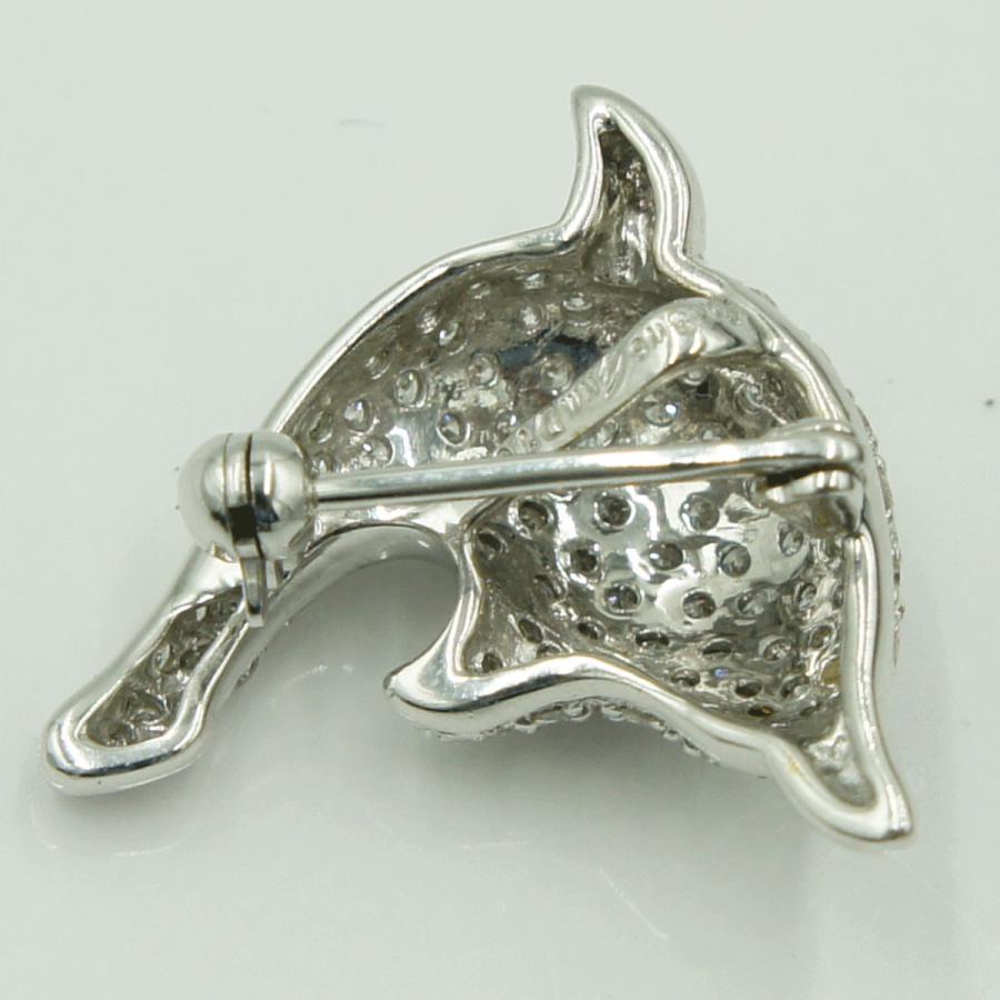 K18WGダイヤモンドブローチ　「ドルフィン」　D1.00ct　4.71ｇ（中古