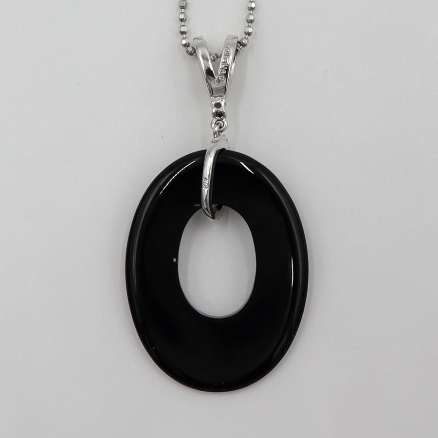 K18WGオニキスダイヤペンダントネックレス　D0.60ct　重さ：6.45g(石の重量含む) レディース(中古)