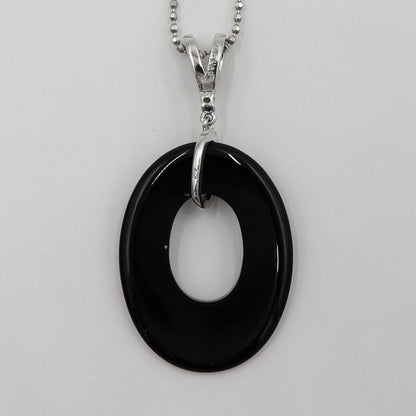 K18WGオニキスダイヤペンダントネックレス　D0.60ct　重さ：6.45g(石の重量含む) レディース(中古)