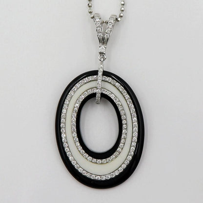 K18WGオニキスダイヤペンダントネックレス　D0.60ct　重さ：6.45g(石の重量含む) レディース(中古)