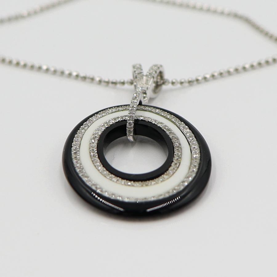 K18WGオニキスダイヤペンダントネックレス　D0.60ct　重さ：6.45g(石の重量含む) レディース(中古)