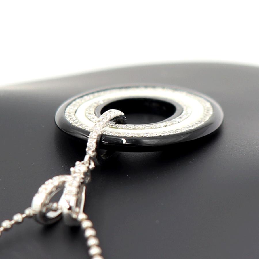 K18WGオニキスダイヤペンダントネックレス　D0.60ct　重さ：6.45g(石の重量含む) レディース(中古)