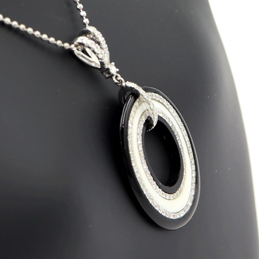 K18WGオニキスダイヤペンダントネックレス　D0.60ct　重さ：6.45g(石の重量含む) レディース(中古)