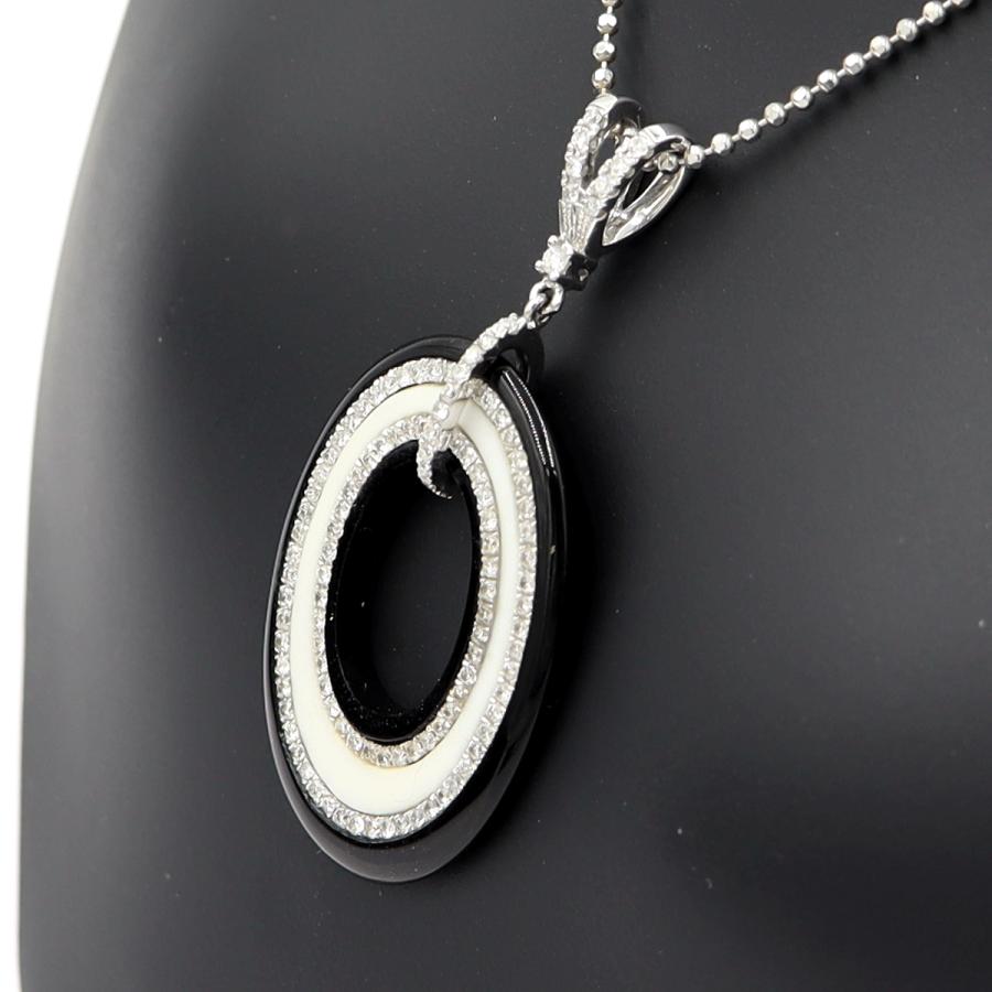 K18WGオニキスダイヤペンダントネックレス　D0.60ct　重さ：6.45g(石の重量含む) レディース(中古)