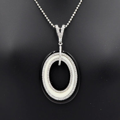 K18WGオニキスダイヤペンダントネックレス　D0.60ct　重さ：6.45g(石の重量含む) レディース(中古)