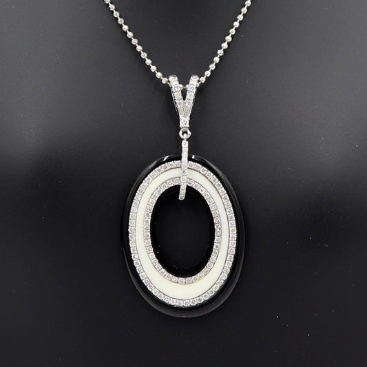 K18WGオニキスダイヤペンダントネックレス　D0.60ct　重さ：6.45g(石の重量含む) レディース(中古)