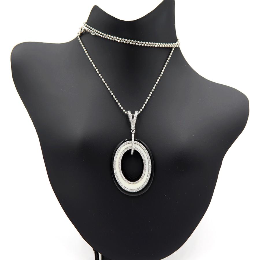 K18WGオニキスダイヤペンダントネックレス　D0.60ct　重さ：6.45g(石の重量含む) レディース(中古)