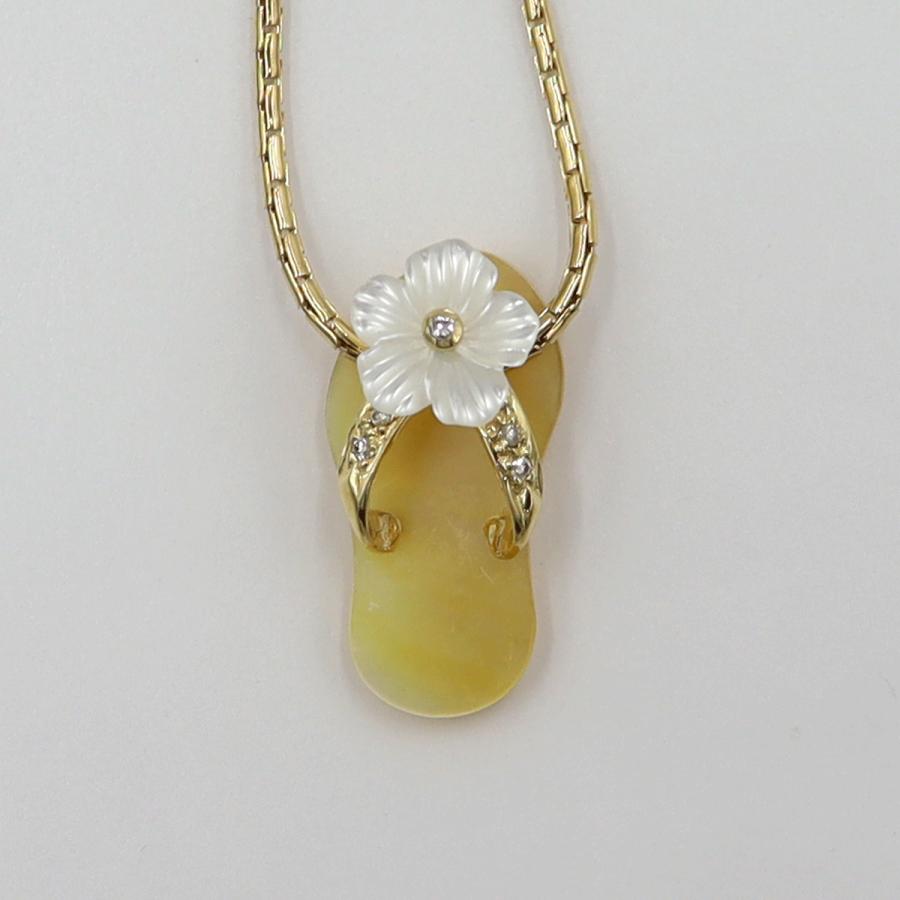 K18白蝶貝ペンダントネックレス 「サンダル」　重さ：7.03g(石の重量含む) レディース(中古)