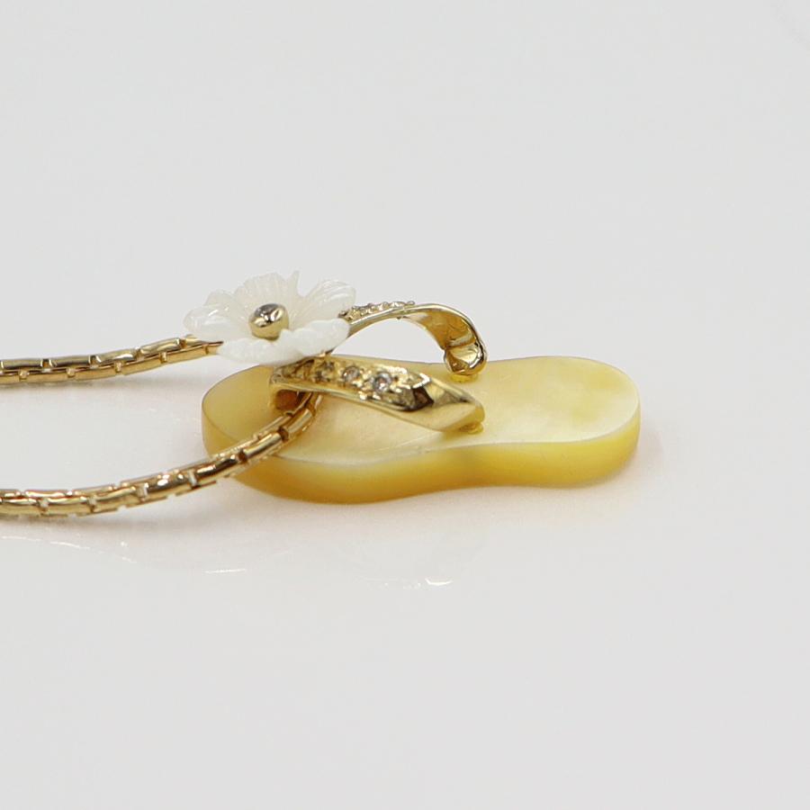 K18白蝶貝ペンダントネックレス 「サンダル」　重さ：7.03g(石の重量含む) レディース(中古)