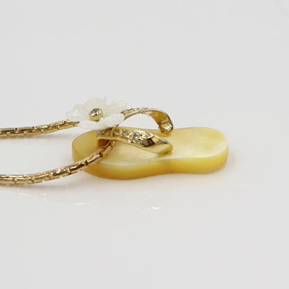 K18白蝶貝ペンダントネックレス 「サンダル」　重さ：7.03g(石の重量含む) レディース(中古)