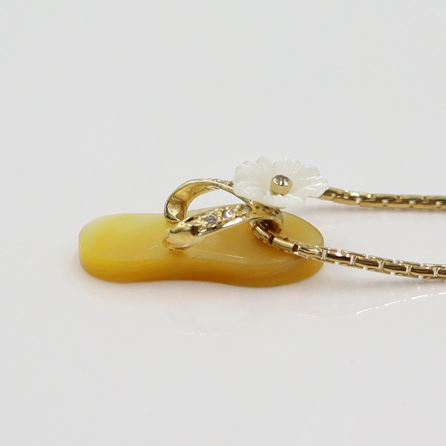 K18白蝶貝ペンダントネックレス 「サンダル」　重さ：7.03g(石の重量含む) レディース(中古)
