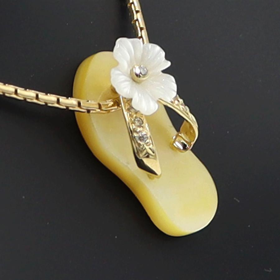 K18白蝶貝ペンダントネックレス 「サンダル」　重さ：7.03g(石の重量含む) レディース(中古)