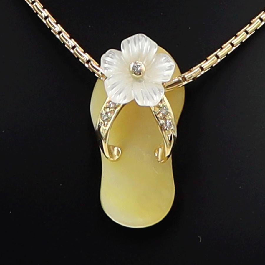 K18白蝶貝ペンダントネックレス 「サンダル」　重さ：7.03g(石の重量含む) レディース(中古)