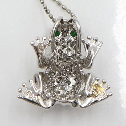 K18WGエメラルドダイヤネックレス 「カエル」E0.08ct　D0.37ct 　重さ：3.88g(石の重量含む) レディース(中古)