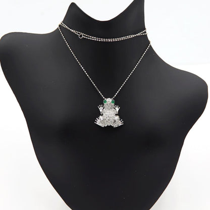 K18WGエメラルドダイヤネックレス 「カエル」E0.08ct　D0.37ct 　重さ：3.88g(石の重量含む) レディース(中古)