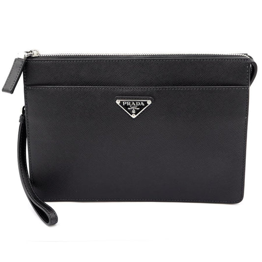 プラダ（PRADAサフィアーノレザー　レザーポーチ　2VF032　クラッチバッグ　メンズ　レディース(中古・未使用)