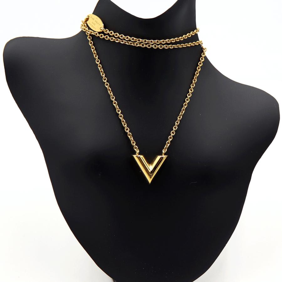 ルイヴィトン（LOUIS VUITTON)　エッセンシャルV　M61083　ネックレス　首回り42〜46cm　ゴールド　GP　レディース（中古）