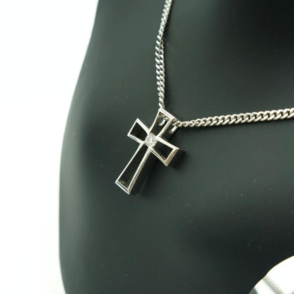 K18WGダイヤクロスネックレス　D0.21ct　15.88ｇ　ホワイトゴールド　レディース（中古）