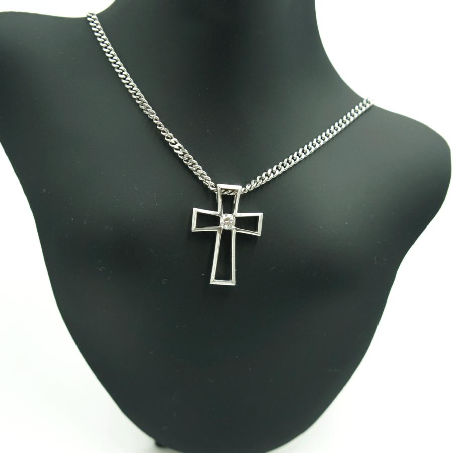 K18WGダイヤクロスネックレス　D0.21ct　15.88ｇ　ホワイトゴールド　レディース（中古）