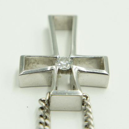 K18WGダイヤクロスネックレス　D0.21ct　15.88ｇ　ホワイトゴールド　レディース（中古）