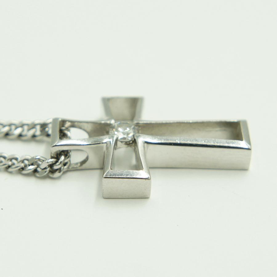 K18WGダイヤクロスネックレス　D0.21ct　15.88ｇ　ホワイトゴールド　レディース（中古）