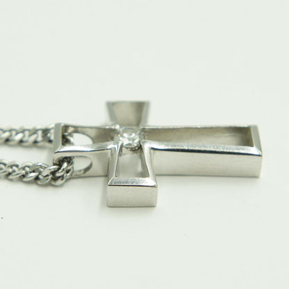K18WGダイヤクロスネックレス　D0.21ct　15.88ｇ　ホワイトゴールド　レディース（中古）