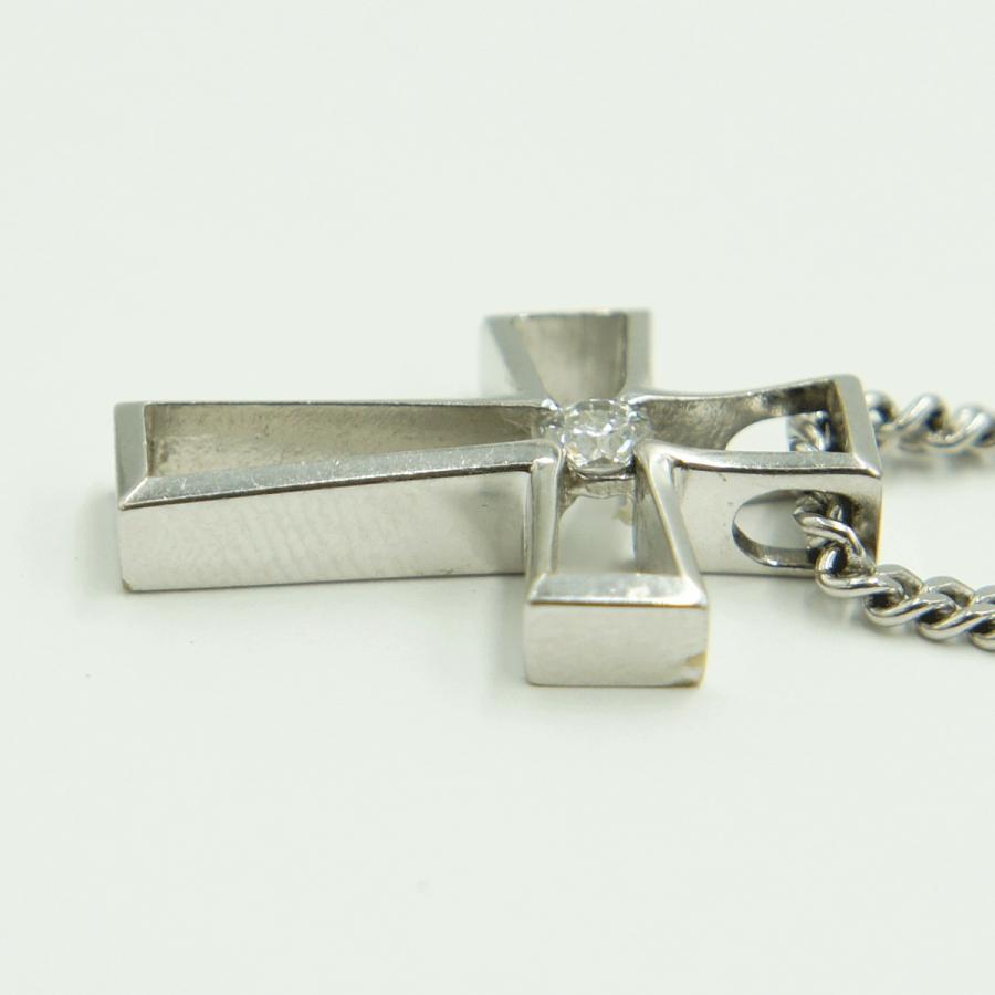 K18WGダイヤクロスネックレス　D0.21ct　15.88ｇ　ホワイトゴールド　レディース（中古）