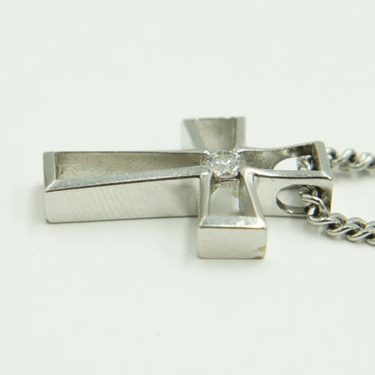 K18WGダイヤクロスネックレス　D0.21ct　15.88ｇ　ホワイトゴールド　レディース（中古）