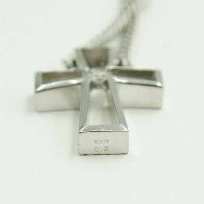 K18WGダイヤクロスネックレス　D0.21ct　15.88ｇ　ホワイトゴールド　レディース（中古）