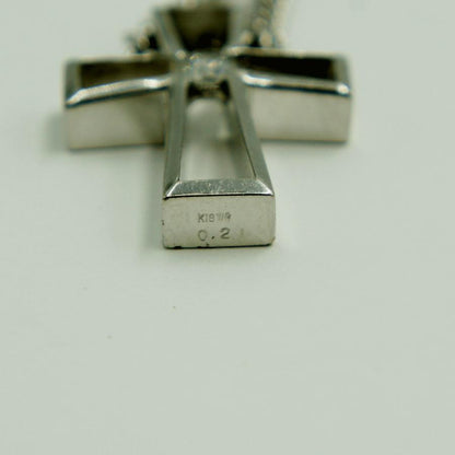 K18WGダイヤクロスネックレス　D0.21ct　15.88ｇ　ホワイトゴールド　レディース（中古）