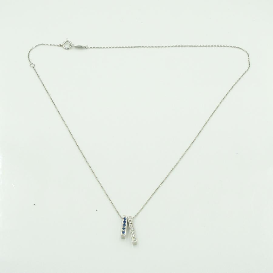 バーバリー(BURBERRY)　Pt900/Pt850サファイアダイヤモンドネックレス　ネックレス長さ 約39.5cm　S0.10ct D0.10ct　重量5.41ｇ(石の重量含む)　レディース（中古）