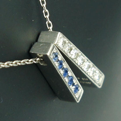 バーバリー(BURBERRY)　Pt900/Pt850サファイアダイヤモンドネックレス　ネックレス長さ 約39.5cm　S0.10ct D0.10ct　重量5.41ｇ(石の重量含む)　レディース（中古）