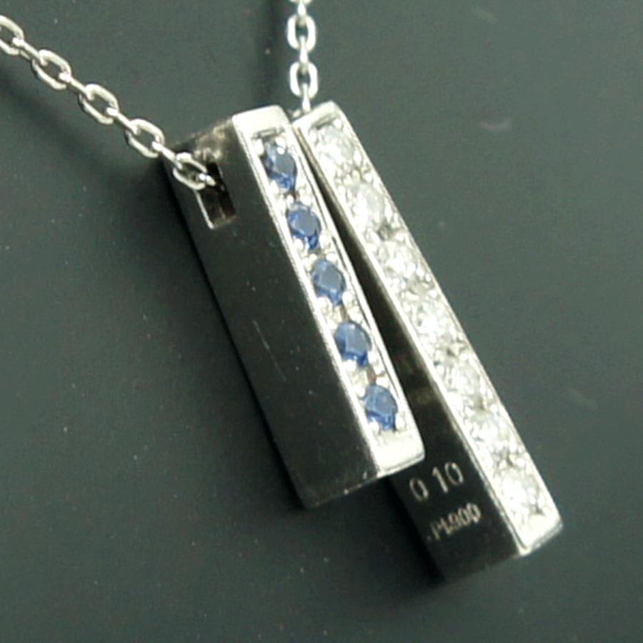バーバリー(BURBERRY)　Pt900/Pt850サファイアダイヤモンドネックレス　ネックレス長さ 約39.5cm　S0.10ct D0.10ct　重量5.41ｇ(石の重量含む)　レディース（中古）