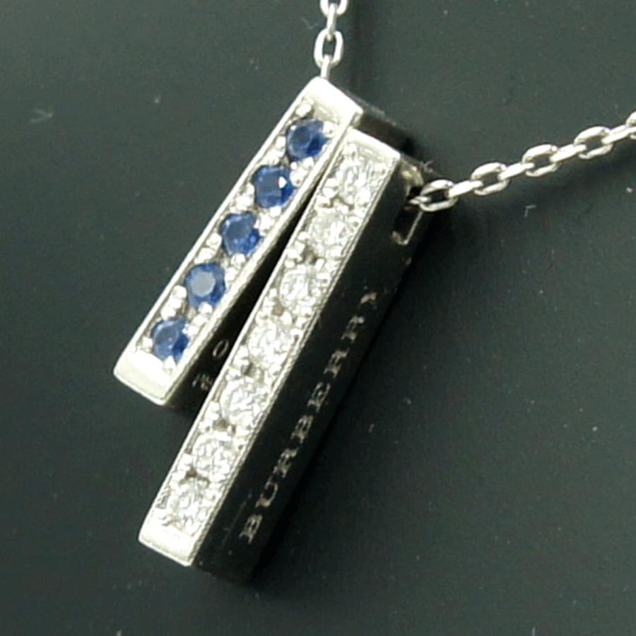 バーバリー(BURBERRY)　Pt900/Pt850サファイアダイヤモンドネックレス　ネックレス長さ 約39.5cm　S0.10ct D0.10ct　重量5.41ｇ(石の重量含む)　レディース（中古）