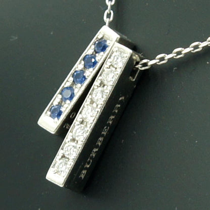 バーバリー(BURBERRY)　Pt900/Pt850サファイアダイヤモンドネックレス　ネックレス長さ 約39.5cm　S0.10ct D0.10ct　重量5.41ｇ(石の重量含む)　レディース（中古）