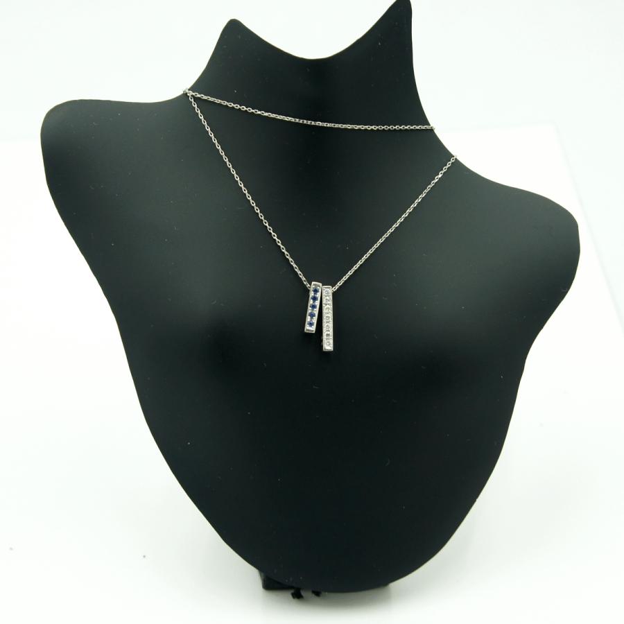 バーバリー(BURBERRY)　Pt900/Pt850サファイアダイヤモンドネックレス　ネックレス長さ 約39.5cm　S0.10ct D0.10ct　重量5.41ｇ(石の重量含む)　レディース（中古）
