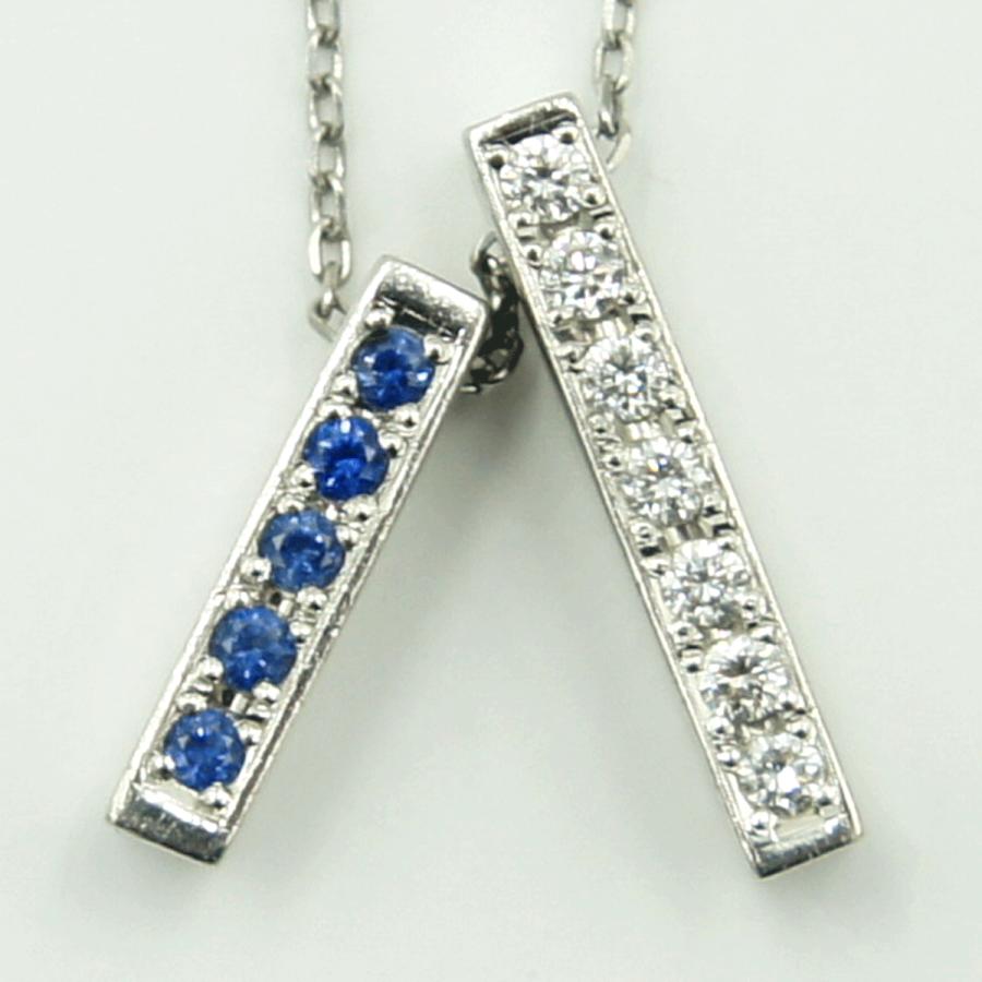 バーバリー(BURBERRY)　Pt900/Pt850サファイアダイヤモンドネックレス　ネックレス長さ 約39.5cm　S0.10ct D0.10ct　重量5.41ｇ(石の重量含む)　レディース（中古）