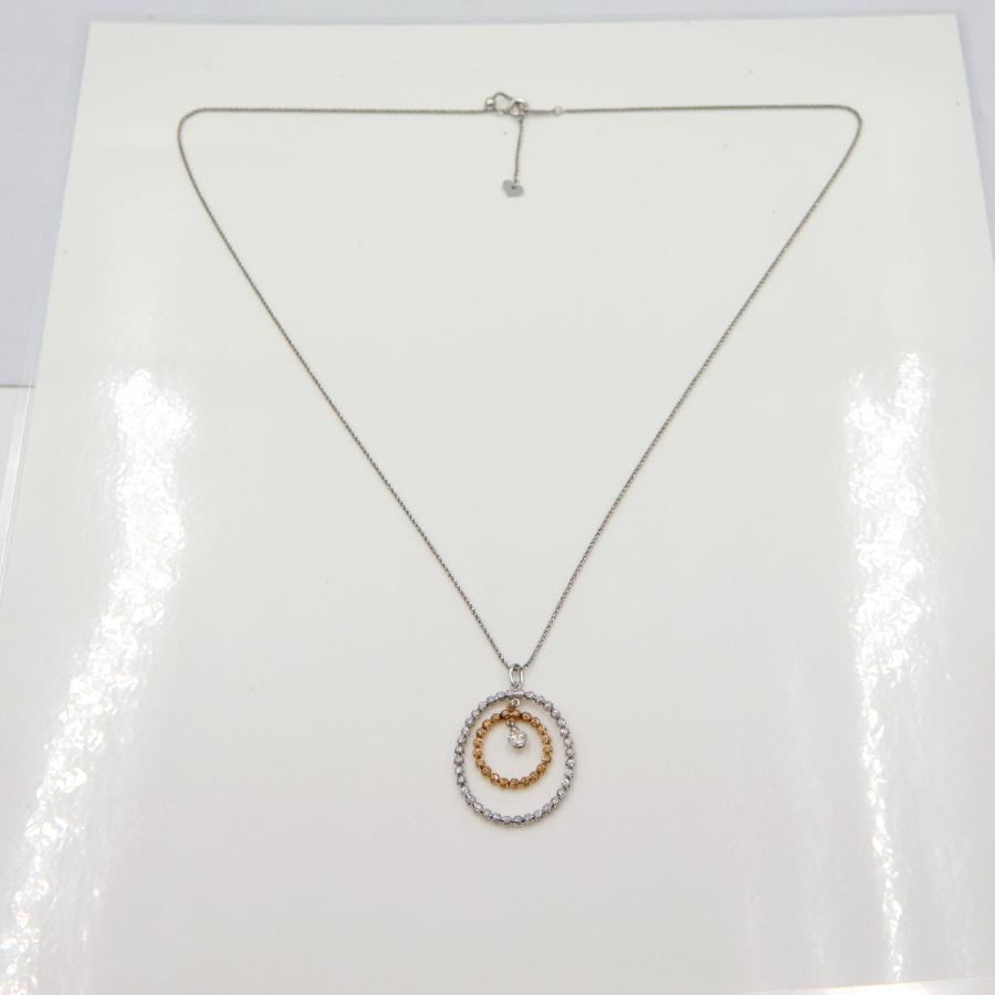 K18WGダイヤペンダントネックレス　D0.18ct　ネック長さ:50cm　重量4.96ｇ(石の重量を含む) (中古)