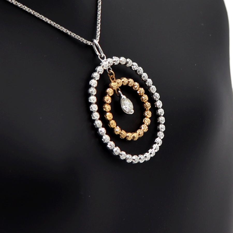 K18WGダイヤペンダントネックレス　D0.18ct　ネック長さ:50cm　重量4.96ｇ(石の重量を含む) (中古)