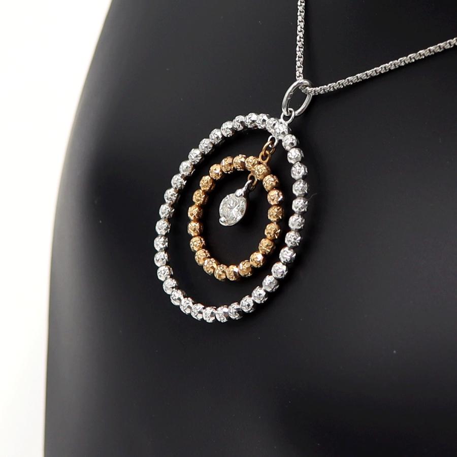 K18WGダイヤペンダントネックレス　D0.18ct　ネック長さ:50cm　重量4.96ｇ(石の重量を含む) (中古)