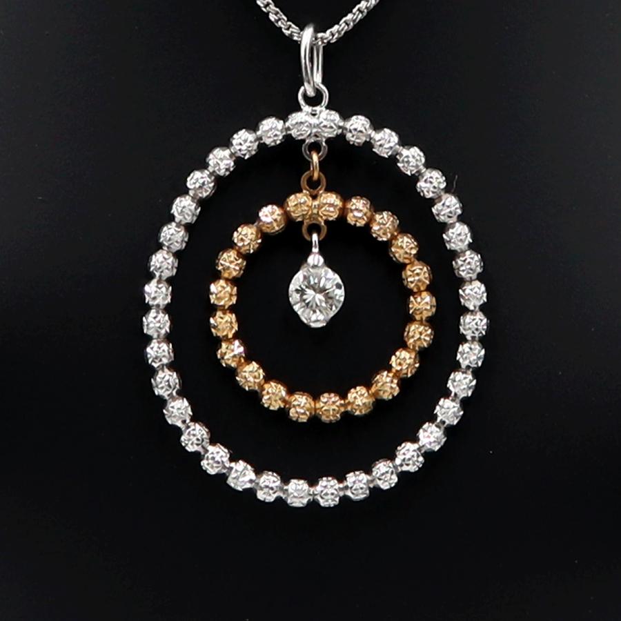 K18WGダイヤペンダントネックレス　D0.18ct　ネック長さ:50cm　重量4.96ｇ(石の重量を含む) (中古)