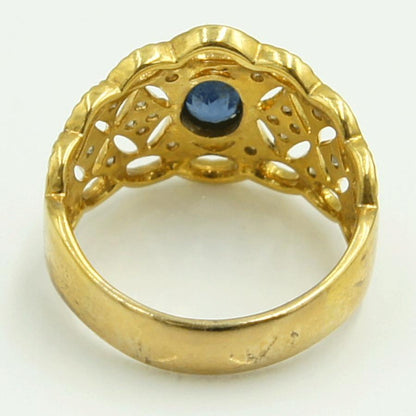 K18サファイアダイヤモンドリング　S0.73ct　D0.12ct　リングサイズ12号　重量5.41ｇ(石の重量含む)　レディース（中古）